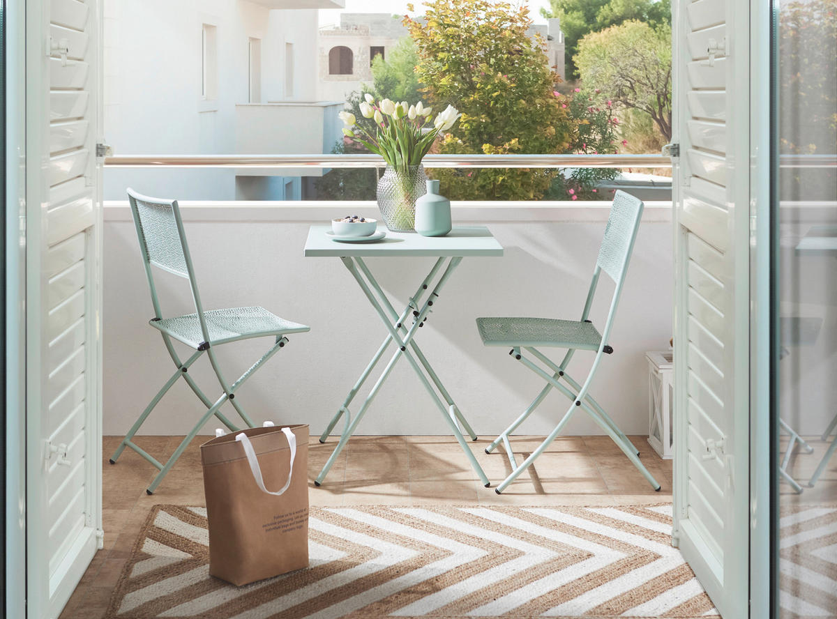 BALKONSET Mintgrün 3-teilig  - Mintgrün, ROMANTIK / LANDHAUS, Metall - Ambia Garden