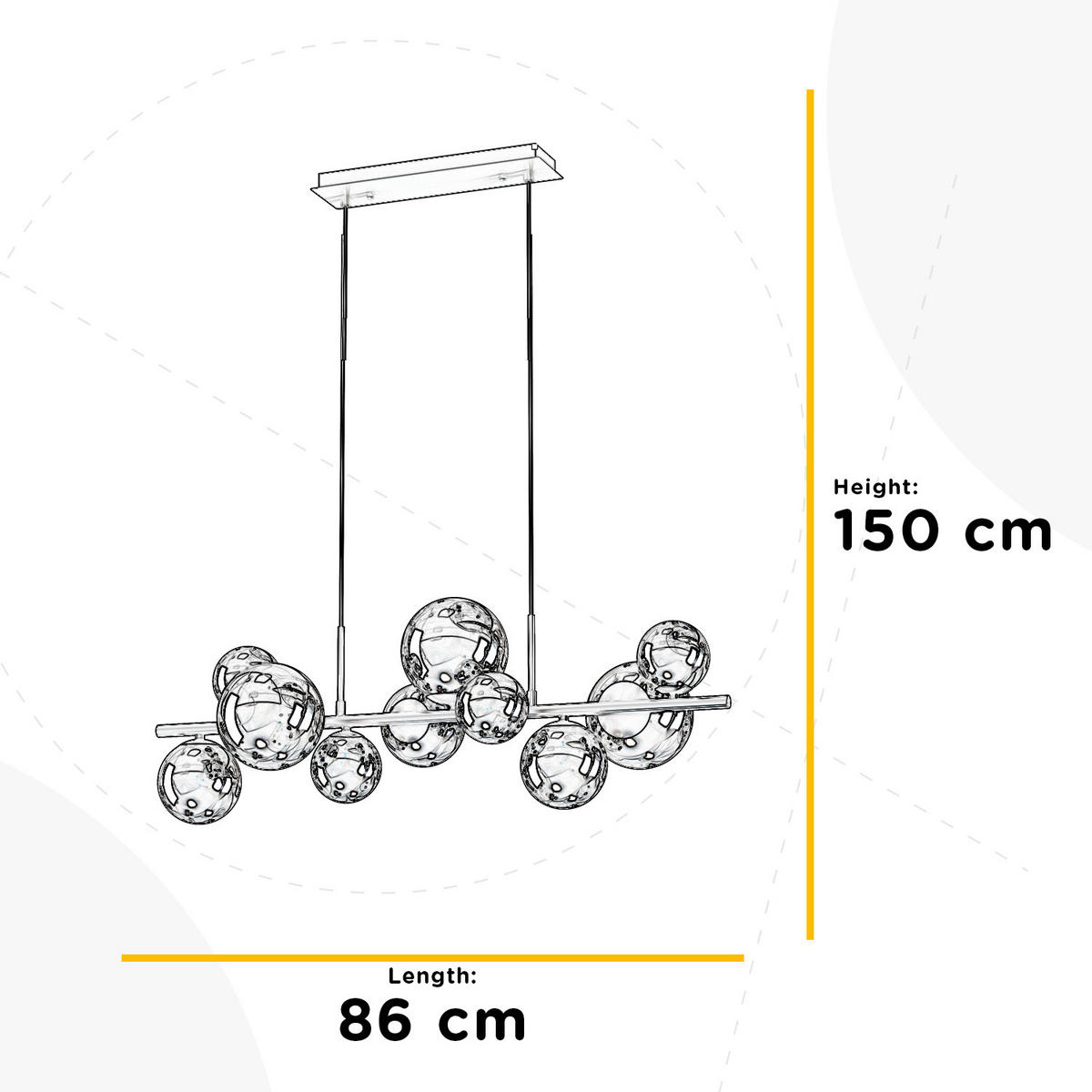 PENDELLEUCHTE PALOMA 86/33/150 cm   - Schwarz, Design, Glas/Metall (86/33/150cm)