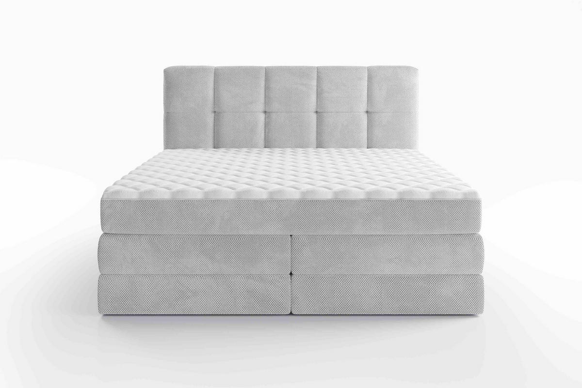 BOXSPRINGBETT 180/200 cm  in Hellgrau  - Hellgrau/Schwarz, Design, Kunststoff/Textil (180/200cm) - Esposa