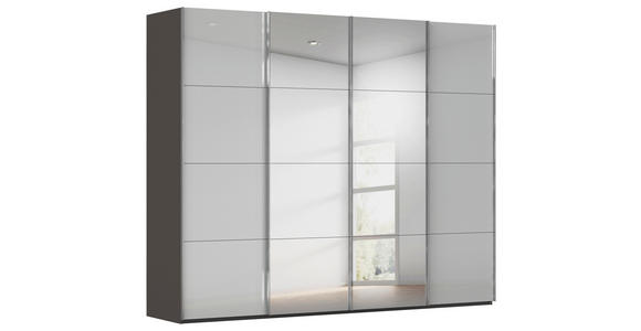 SCHWEBETÜRENSCHRANK  in Graphitfarben, Seidengrau  - Chromfarben/Seidengrau, Design, Glas/Holzwerkstoff (271/223/68cm) - Novel