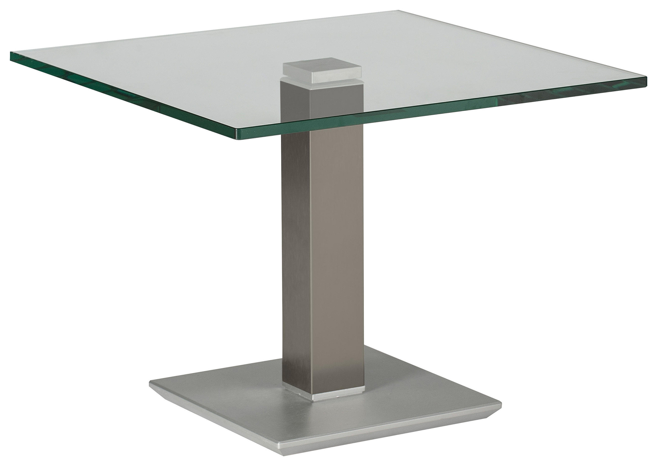 BEISTELLTISCH 60/60/46-65 cm Grau, Edelstahlfarben quadratisch  - Edelstahlfarben/Grau, Design, Glas/Kunststoff (60/60/46-65cm)