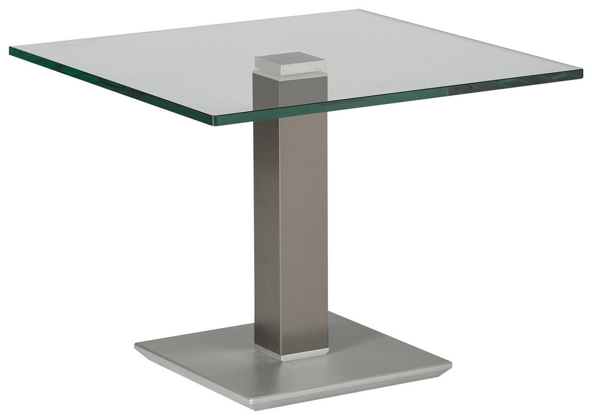 BEISTELLTISCH in Metall, Glas 60/60/46-65 cm  - Edelstahlfarben/Grau, Design, Glas/Kunststoff (60/60/46-65cm)