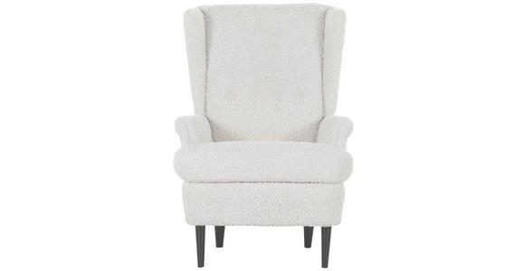 OHRENSESSEL Flachgewebe Weiß  - Dunkelbraun/Weiß, Design, Holz/Textil (72/104/85cm) - Carryhome