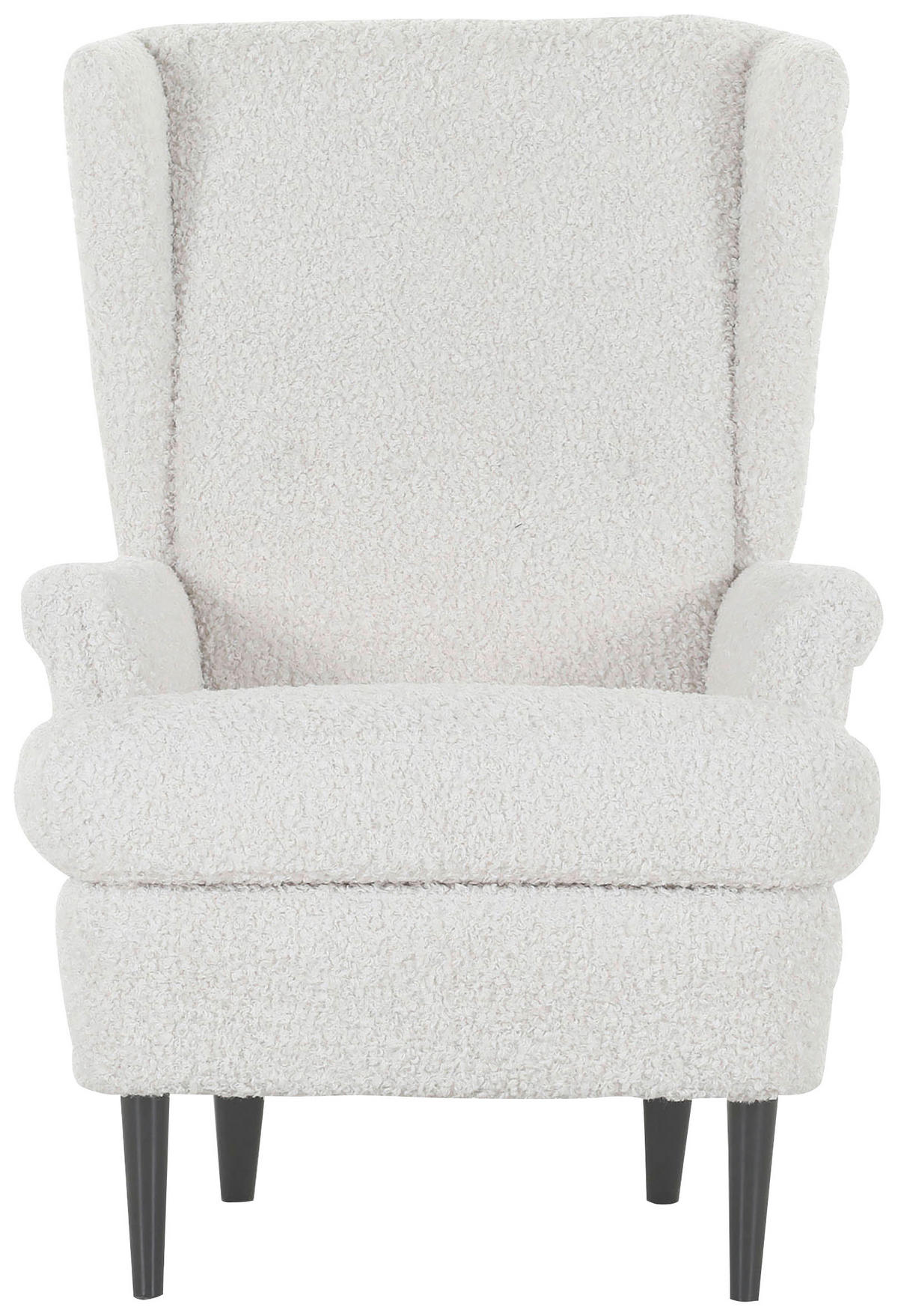 OHRENSESSEL in Flachgewebe Weiss  - Weiss/Dunkelbraun, Design, Holz/Textil (72/104/85cm) - MID.YOU