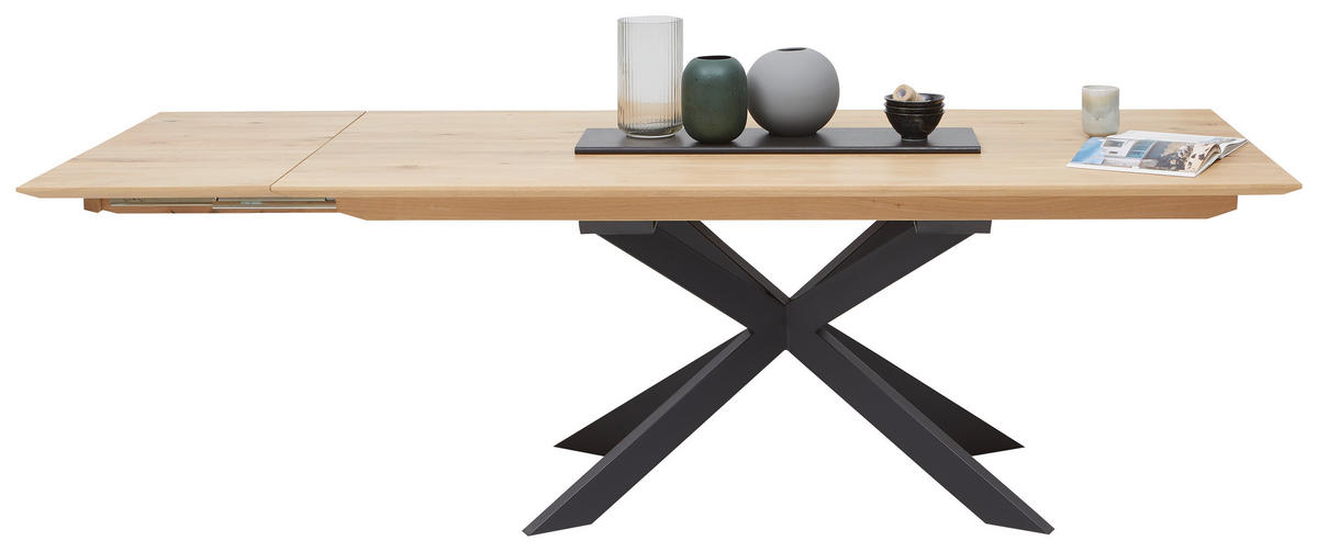 ESSTISCH in Holz 200/90/76 cm  - Eichefarben/Schwarz, Design, Holz/Metall (200/90/76cm) - Linea Natura