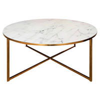 KONFERENČNÍ STOLEK, šedá, bílá, barvy zlata, kov, sklo, 80/80/45 cm - šedá/bílá, Trend, kov/sklo (80/80/45cm) - Ambia Home