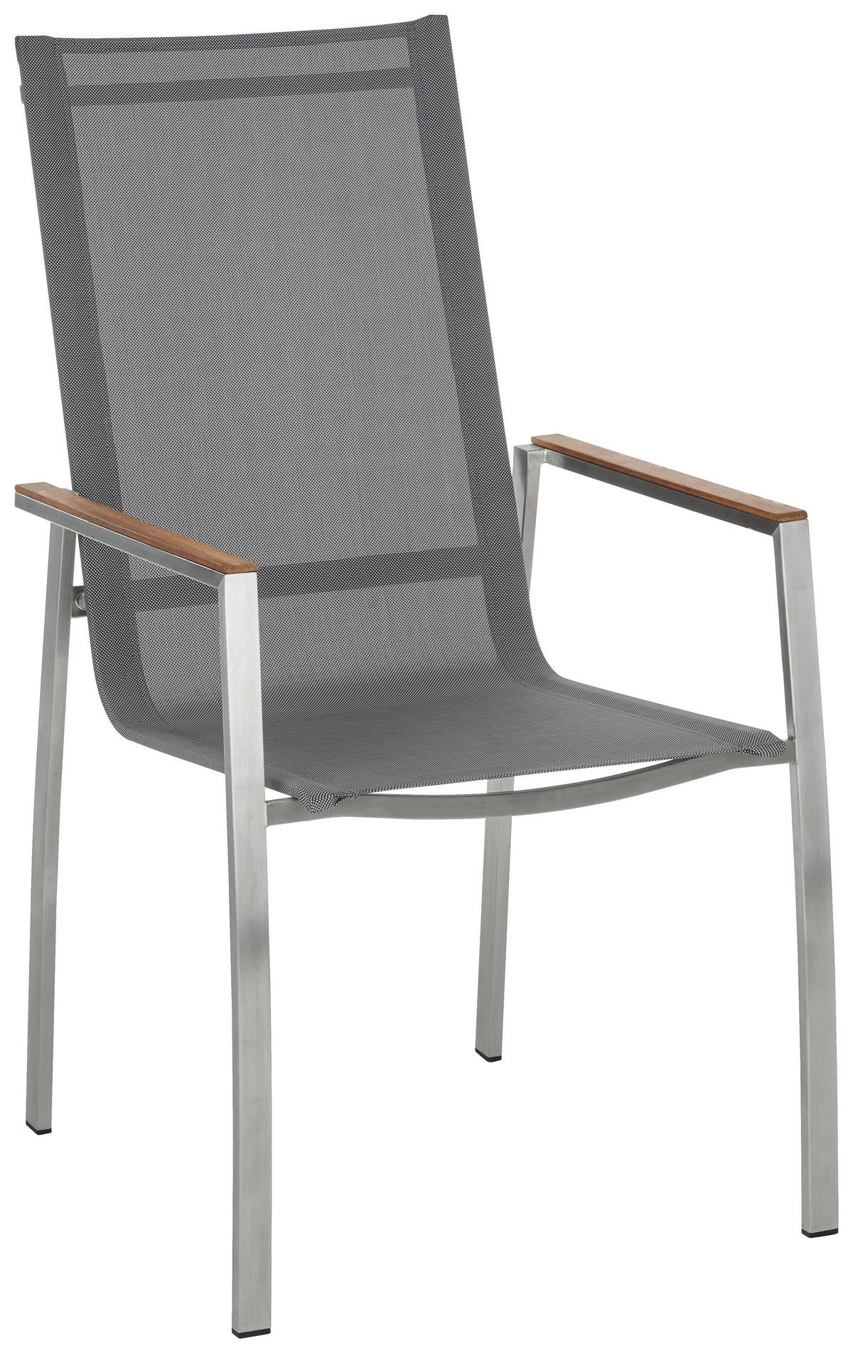 STAPELSESSEL Teakholz Edelstahl Grau, Edelstahlfarben  - Edelstahlfarben/Grau, KONVENTIONELL, Holz/Textil (56/103/65cm) - Amatio