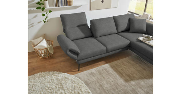 ECKSOFA  in Flachgewebe Dunkelgrau  255-365/175-224 cm  - Dunkelgrau/Schwarz, Design, Textil/Metall (255-365/175-224cm) - Dieter Knoll