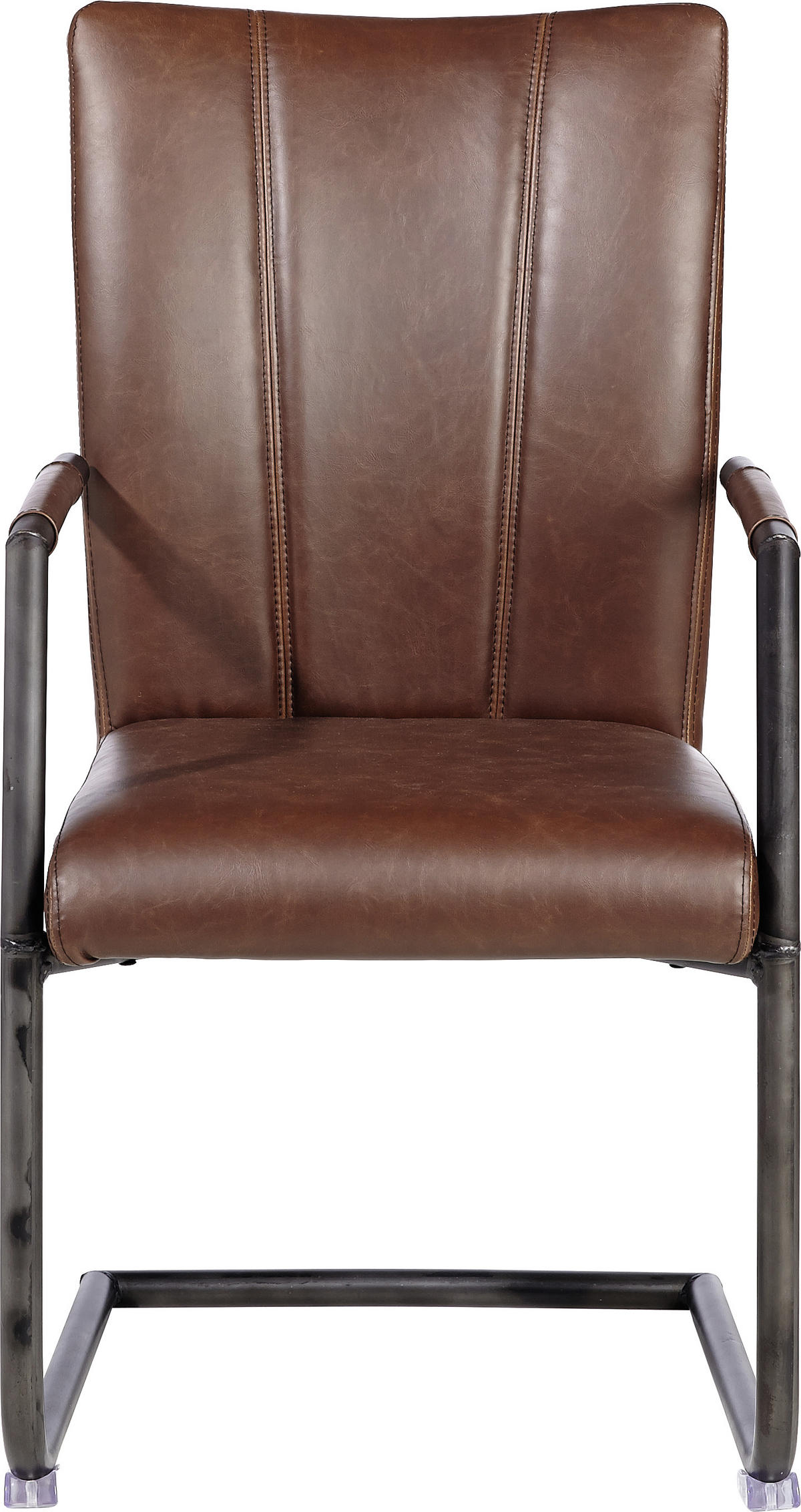 ARMLEHNSTUHL  in Stahl Lederlook  - Schwarz/Braun, Trend, Textil/Metall (59/96/52cm) - Ambia Home