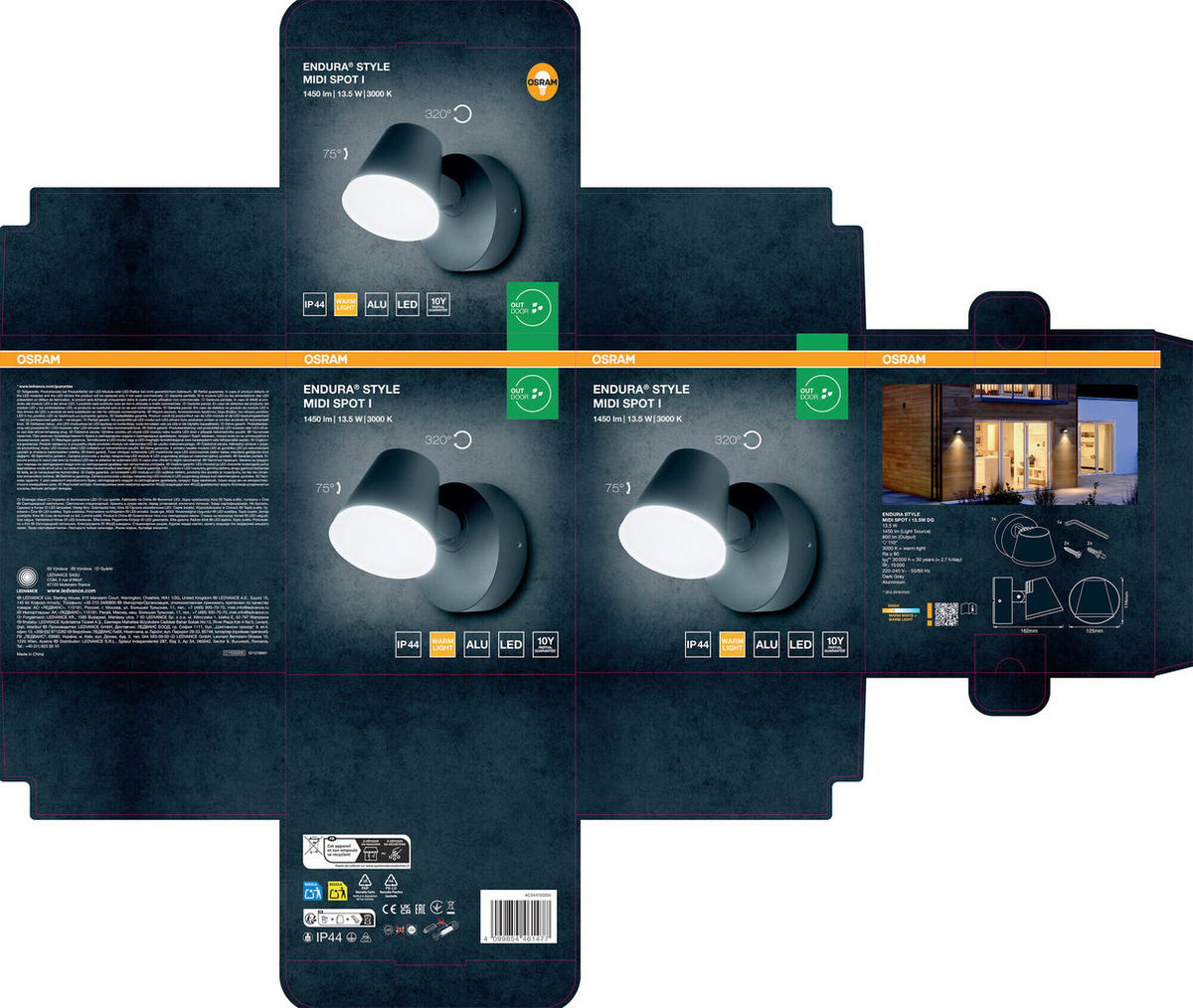 LED-AUßENLEUCHTE 16,2/12,5/12,8 cm   - Dunkelgrau, Basics, Kunststoff/Metall (16,2/12,5/12,8cm) - Osram