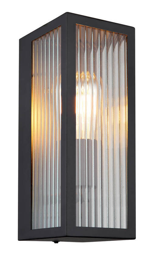 UTOMHUSLAMPA - klar/svart, Basics, metall/glas (12/14/32cm) - Globo