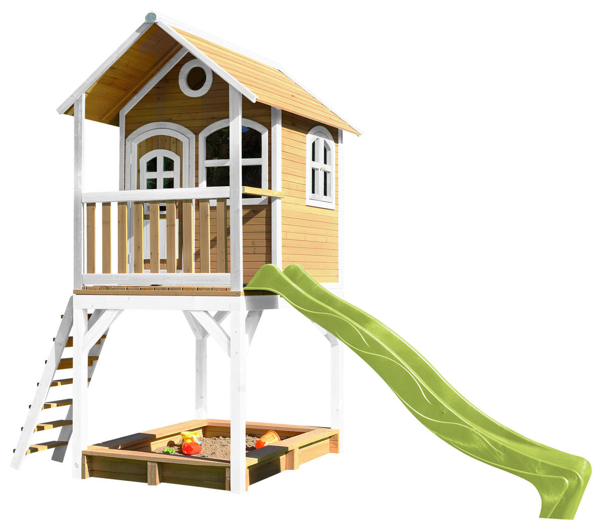 SPIELTURM 370/291/191 cm SPIELTURM SARAH  - Braun/Weiß, KONVENTIONELL, Holz/Kunststoff (370/291/191cm) - Ambia Garden