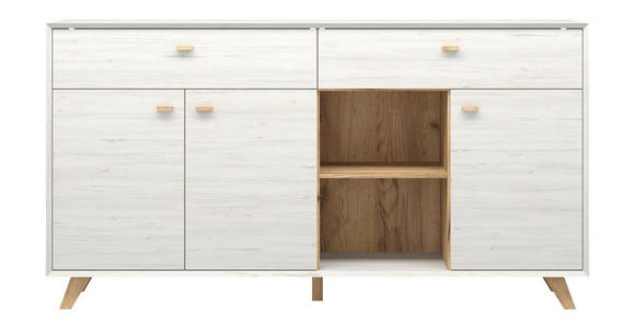 SIDEBOARD melaminharzbeschichtet Weiß - Eichefarben/Weiß, Design, Holz/Holzwerkstoff (187/100/41cm) - Linea Natura