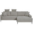 ECKSOFA Hellgrau Cord  - Hellgrau/Schwarz, KONVENTIONELL, Textil/Metall (276/173cm) - Carryhome
