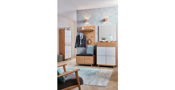 SCHUHSCHRANK 85/113/40 cm - Eichefarben/Weiß, Natur, Glas/Holz (85/113/40cm) - Dieter Knoll