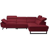 ECKSOFA in Echtleder Rot  - Rot/Schwarz, Design, Leder/Metall (281/225cm) - Celina Home