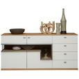 SIDEBOARD Weiß, Wildeiche  180,3/83,9/42,4 cm  - Wildeiche/Edelstahlfarben, Design, Glas/Holz (180,3/83,9/42,4cm) - Dieter Knoll