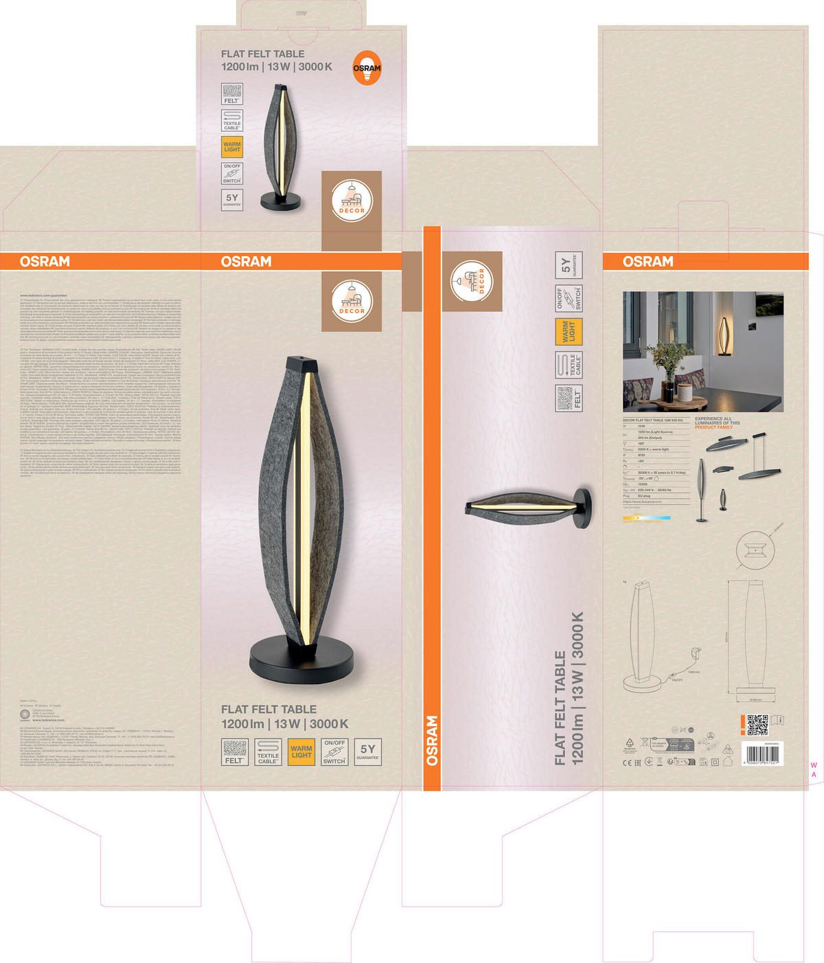 LED-TISCHLEUCHTE 18/52,5 cm   - Dunkelgrau, Design, Kunststoff/Textil (18/52,5cm) - Osram