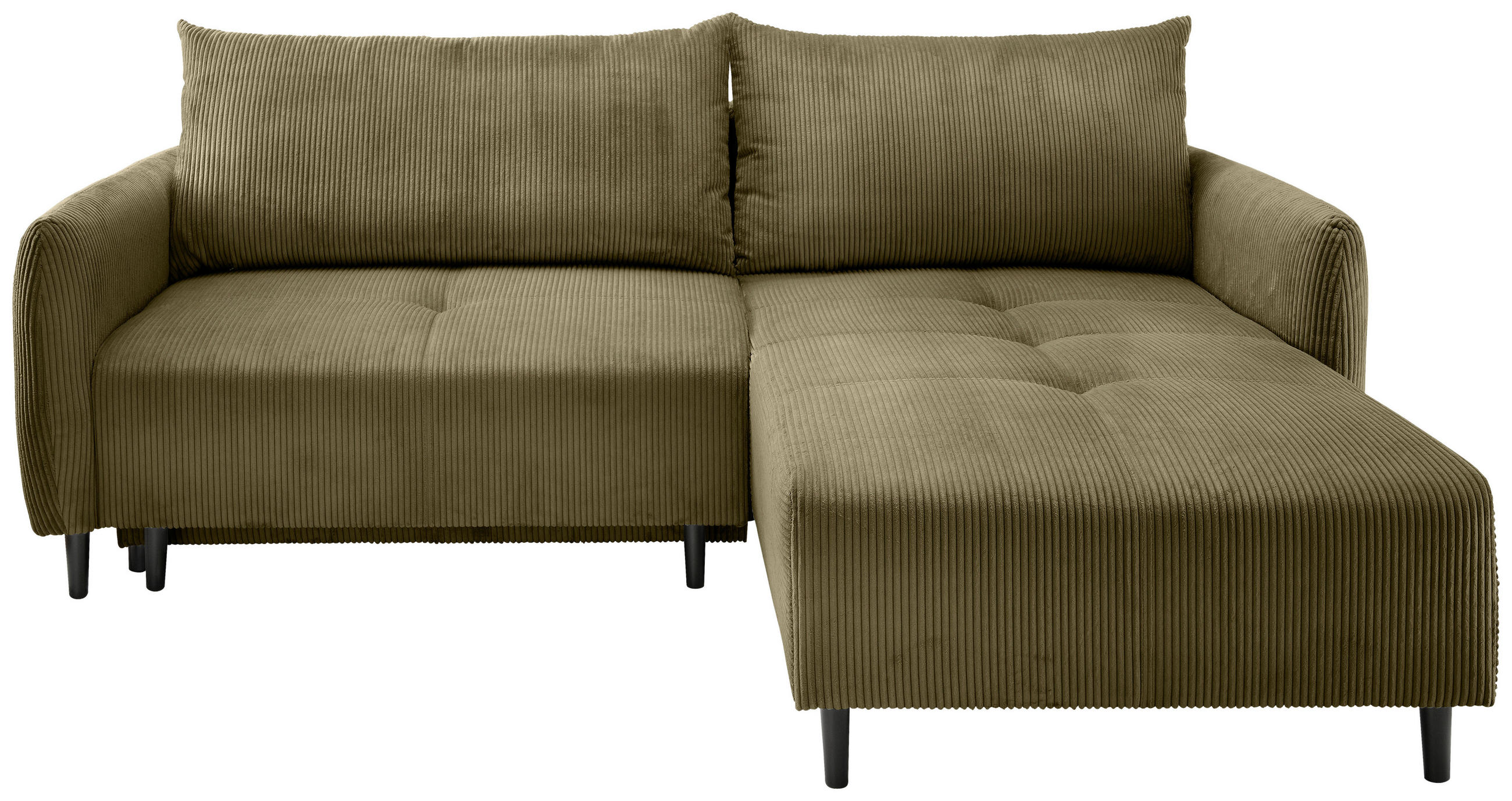 ECKSCHLAFSOFA in Cord Olivgrün - Schwarz/Olivgrün, Basics, Holz/Textil (238/174cm) - Livetastic