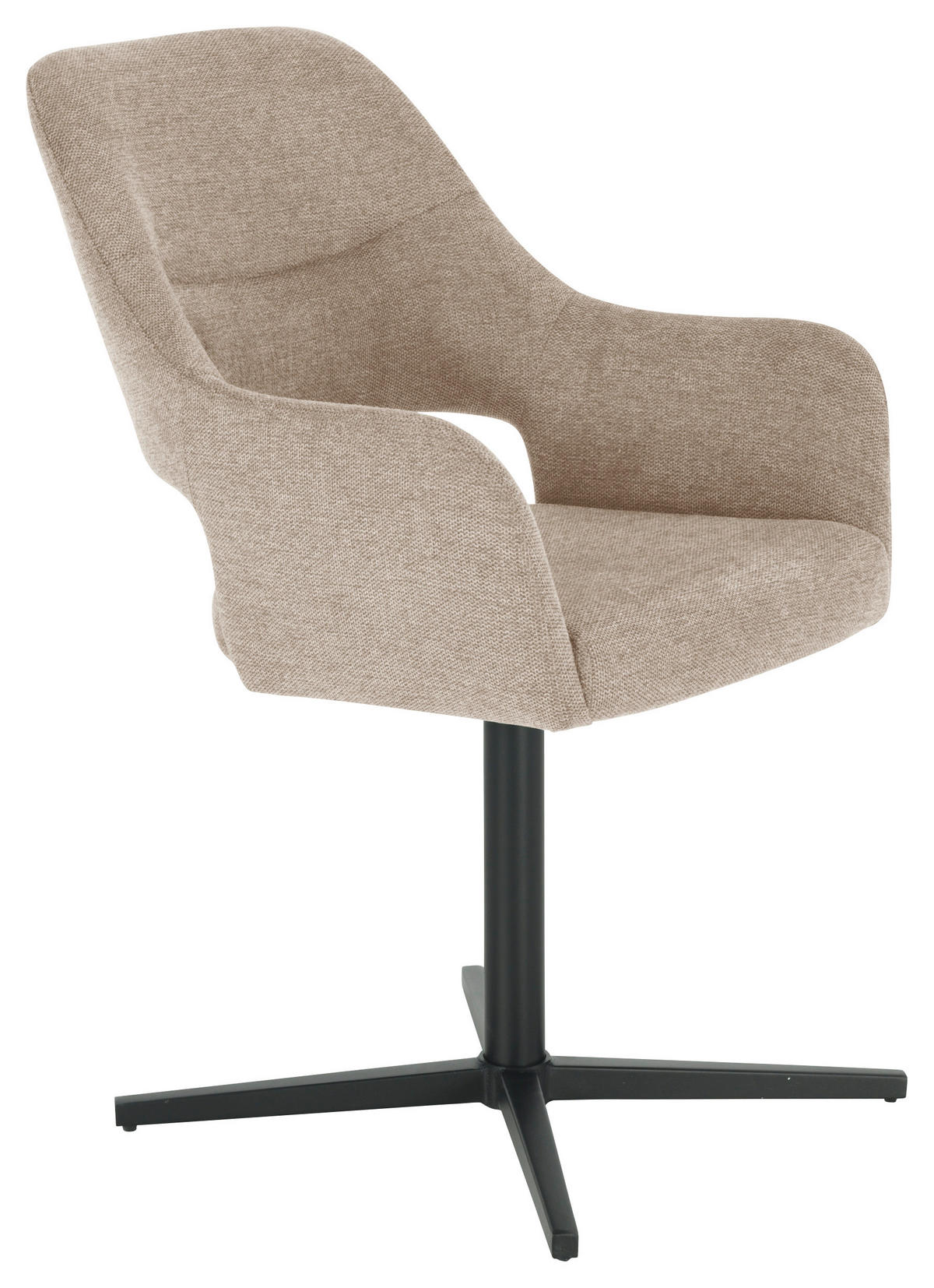 ARMLEHNSTUHL  in Eisen Leinenoptik  - Taupe/Schwarz, MODERN, Holz/Textil (56/86/63cm) - MID.YOU