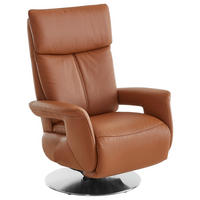 RELAXSESSEL Echtleder Relaxfunktion, Aufstehhilfe, Rücken echt    - Edelstahlfarben/Braun, Design, Leder/Metall (78/112/85cm) - Cantus