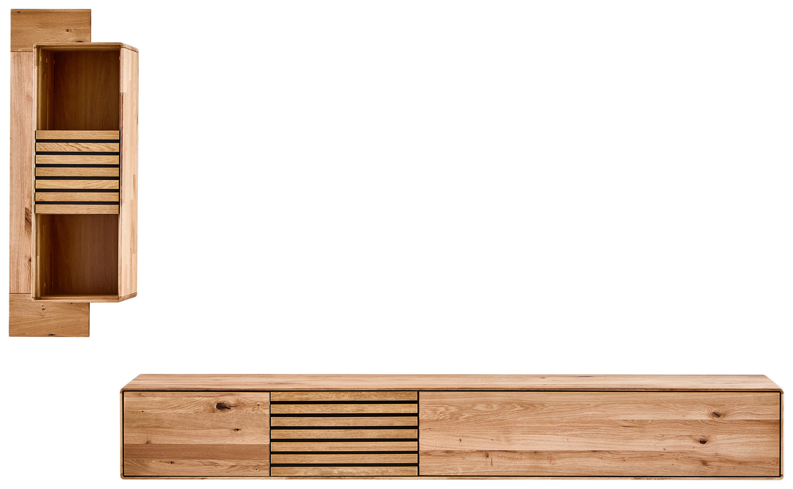 WOHNWAND 2-teilig  in Wildeiche  220/160/40 cm   - Wildeiche, Design, Holz (220/160/40cm) - Cantus