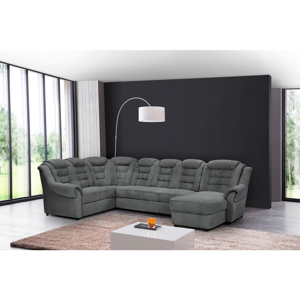 Thumbnail - Livetastic Wohnlandschaft, Dunkelgrau, Textil, 7-Sitzer, Ottomane links, U-Form, 333x216 cm, Made in EU, seitenverkehrt ...