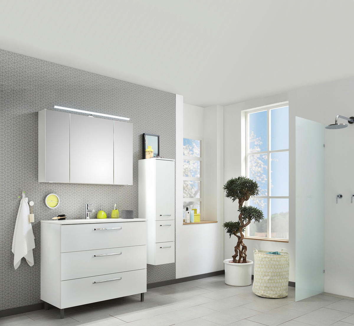 TÜKRÖS SZEKRÉNY 105/70/16 cm  - krómszínű/fehér, Konventionell, faalapú anyag/Üveg (105/70/16cm) - Xora