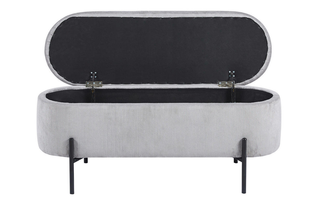 BETTBANK Cord Hellgrau  - Hellgrau/Schwarz, MODERN, Textil/Metall (110/44/40cm) - Livetastic