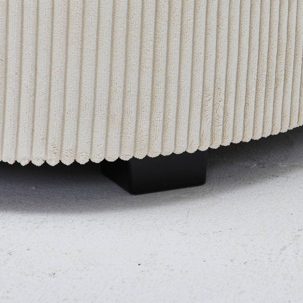 Wohnlandschaft inkl. Hocker in Cord Beige  - Beige/Schwarz, Design, Kunststoff/Textil (300/160cm) - Livetastic