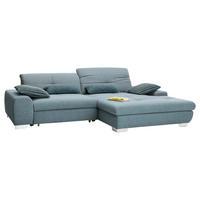 ECKSOFA Hellblau Flachgewebe  - Chromfarben/Hellblau, Design, Textil/Metall (276/198cm) - SetOne by Musterring