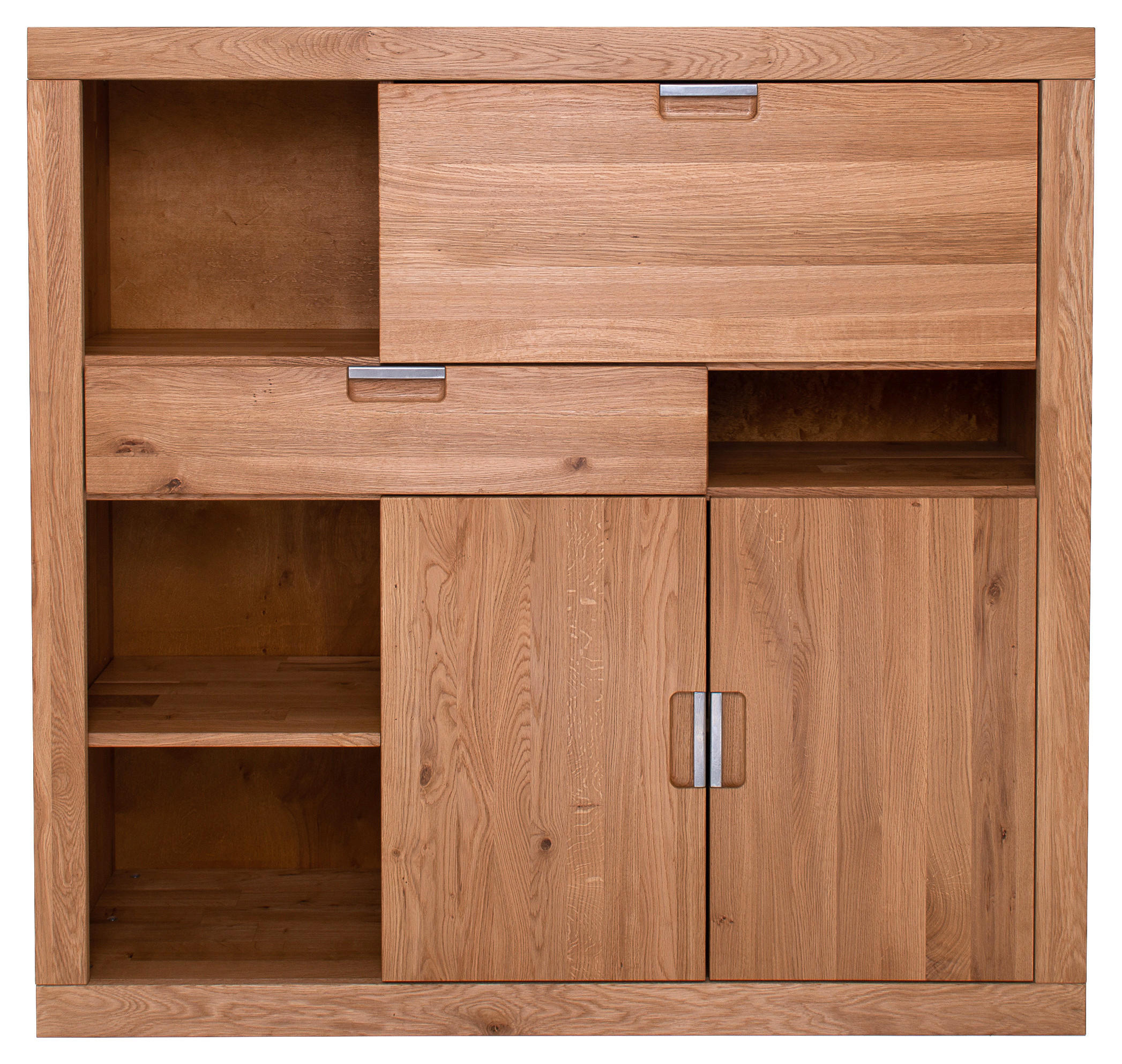 HIGHBOARD  in 132/126/42 cm  - Wildeiche/Alufarben, Natur, Holz (132/126/42cm) - Carryhome