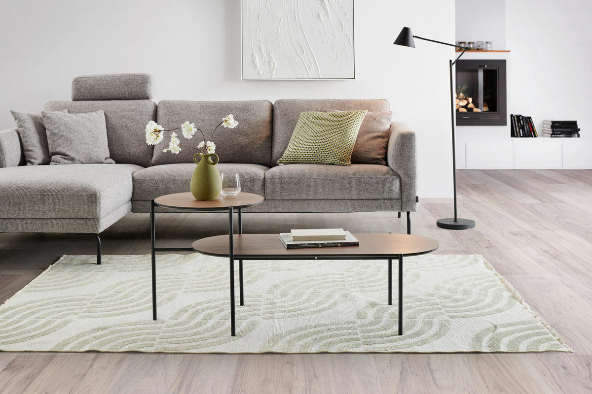 COUCHTISCH 118/45/48 cm oval Schwarz, Eiche dunkel  - Eiche dunkel/Schwarz, Design, Holzwerkstoff/Metall (118/45/48cm) - MID.YOU