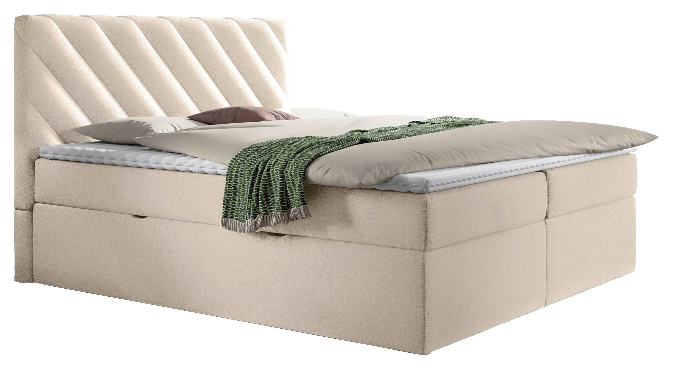 Boxspringbett Mit Topper Beige 140x200 Cm Gusto
