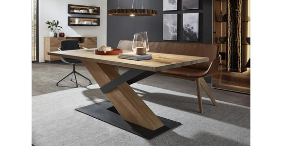 ESSTISCH Kerneiche vollmassiv rechteckig Anthrazit, Eichefarben - Eichefarben/Anthrazit, Natur, Holz/Metall (190/95/76cm) - Valnatura