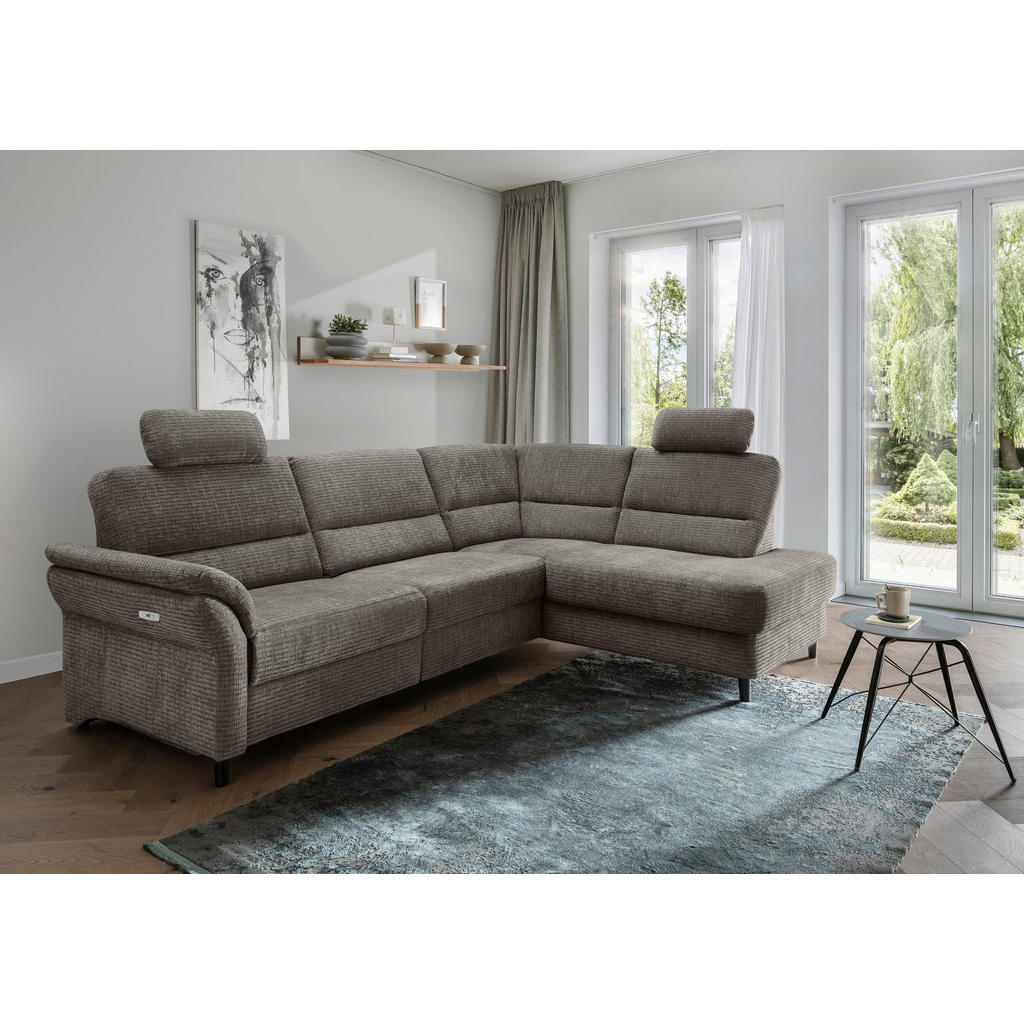 Thumbnail - Livetastic Ecksofa, Graubraun, Textil, Buche, 5-Sitzer, L-Form, 266x190 cm, Made in EU, seitenverkehrt erhältlich, Rücke...