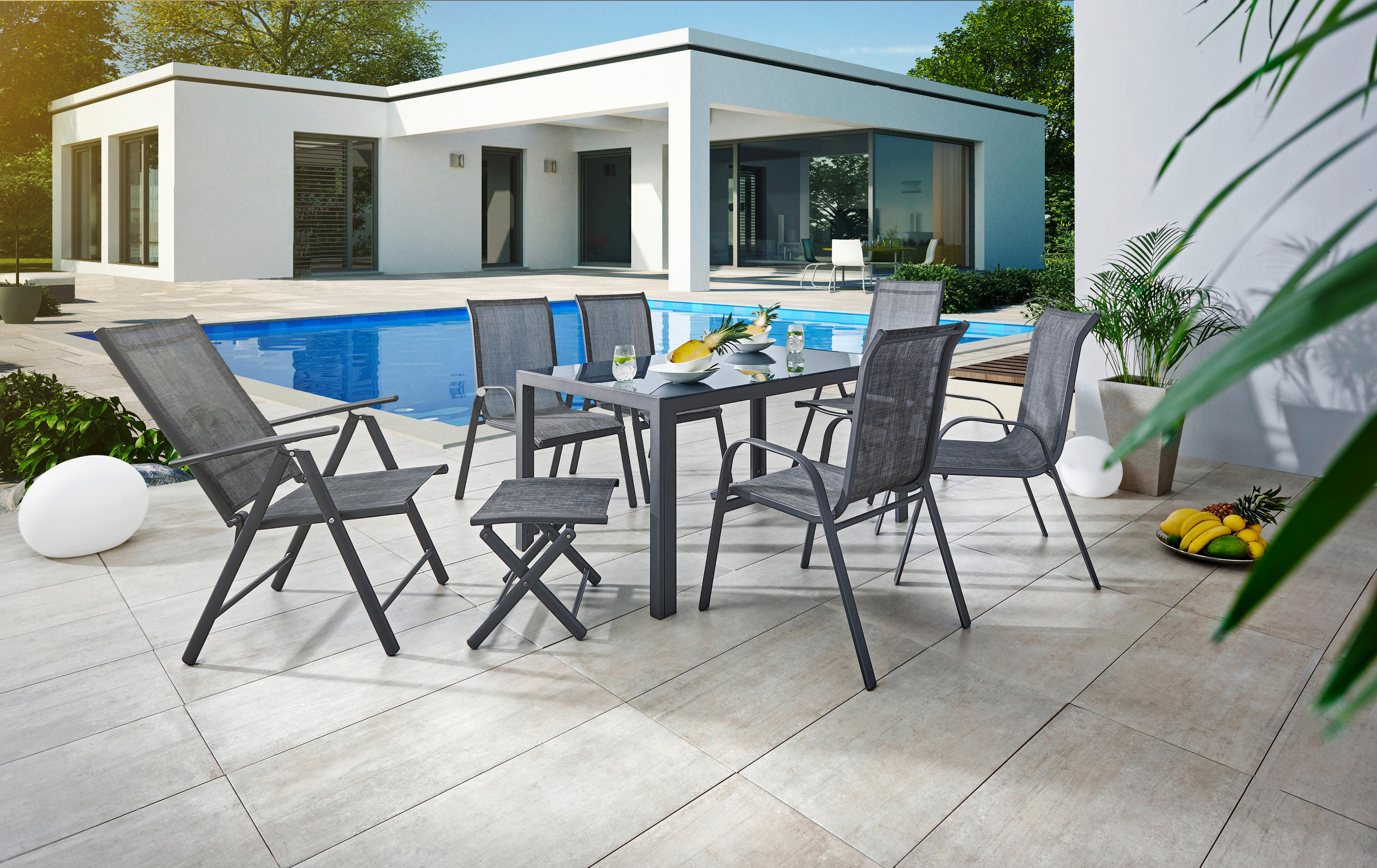 GARTENTISCH 140/90/72 cm Metall, Glas  - Anthrazit, Design, Glas/Metall (140/90/72cm) - Xora