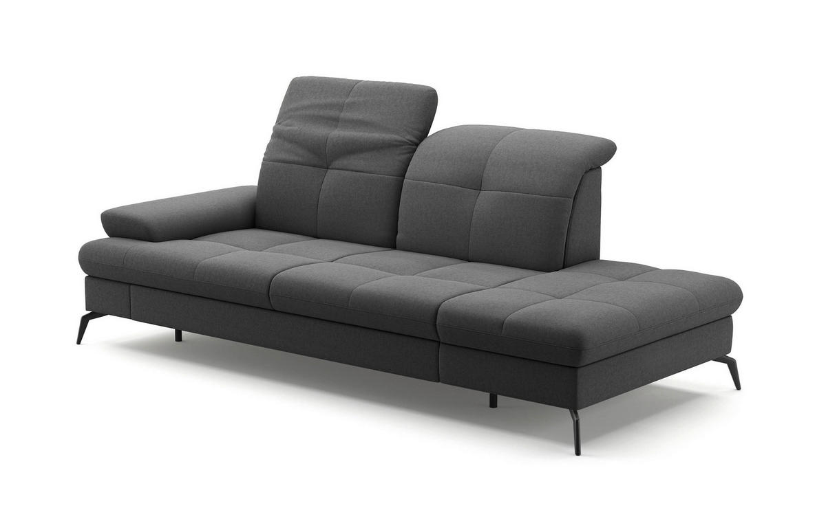 RÉCAMIERE in Flachgewebe Dunkelgrau  - Dunkelgrau/Schwarz, Konventionell, Textil/Metall (231/90/122cm) - Sit & More