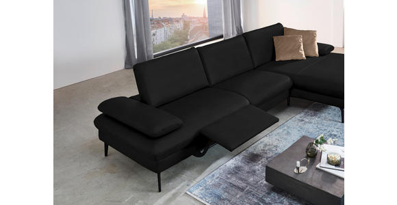 ECKSOFA in Echtleder Schwarz  - Schwarz, Design, Leder/Metall (325/157cm) - Dieter Knoll