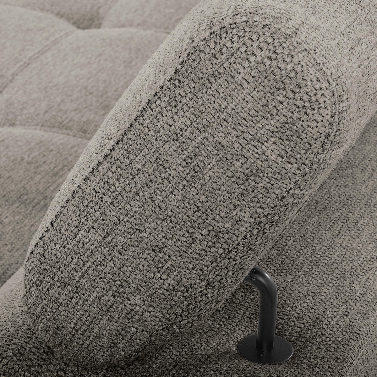 ECKSOFA TORINO Graphitfarben Chenille Bettkasten, Kopfteilverstellung  - Schwarzchrom/Graphitfarben, Design, Textil/Metall (173/247cm) - Livetastic