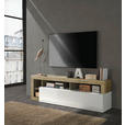 TV-ELEMENT 184/58/42 cm  - Eichefarben/Weiß Hochglanz, MODERN, Holzwerkstoff (184/58/42cm) - Carryhome