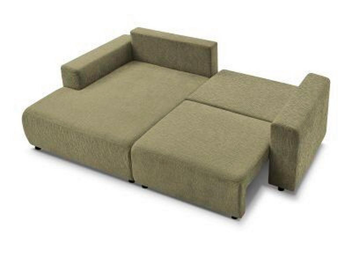ECKSOFA Ottomane links  ATILLA Grün Struktur  - Schwarz/Grün, MODERN, Kunststoff/Textil (149/244cm)