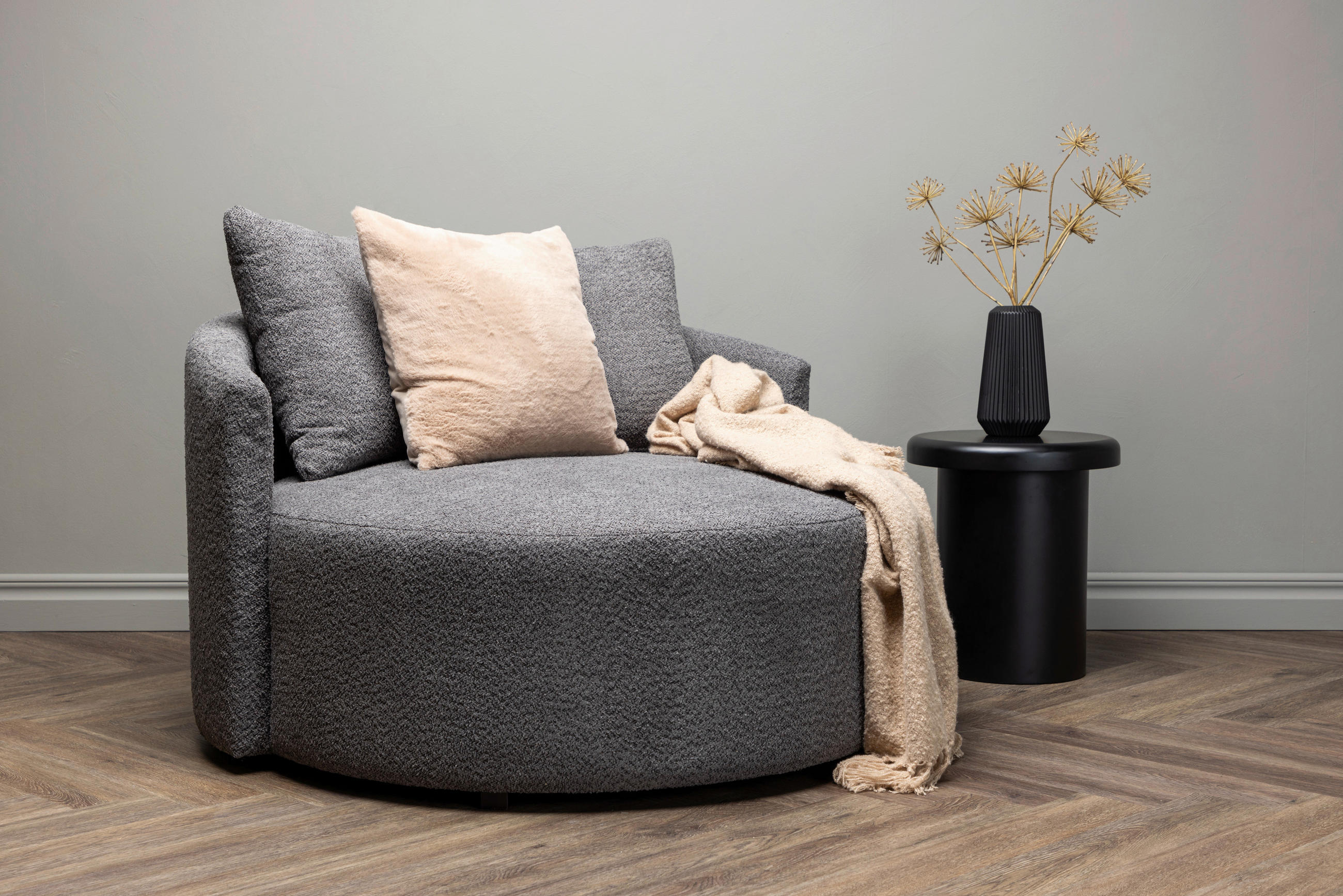 XXL-SESSEL Fleece Grau    - Grau, Design, Textil (120/72/118cm) - Livetastic