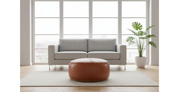 HOCKER Echtleder Cognac  - Cognac, LIFESTYLE, Leder (60/30/60cm) - Landscape