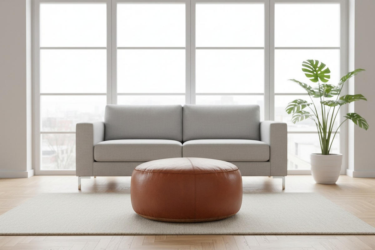 HOCKER Echtleder Cognac  - Cognac, LIFESTYLE, Leder (60/30/60cm) - Landscape