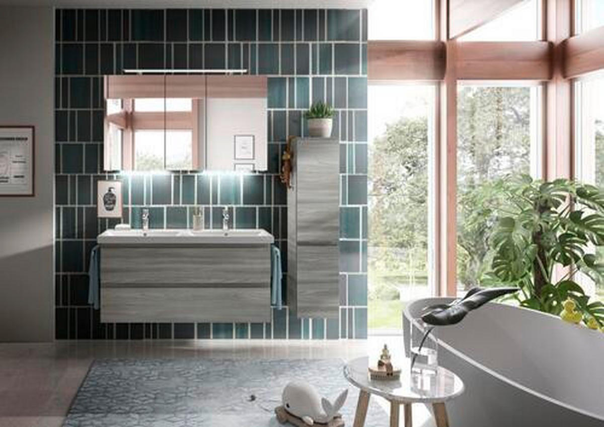 BADEZIMMER  in 120 cm  - Weiss/Grau, Konventionell, Glas/Keramik (120cm) - Sadena