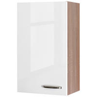 KÜCHENOBERSCHRANK 50/89/32 cm  in Sonoma Eiche, Weiß Hochglanz  - Edelstahlfarben/Weiß Hochglanz, MODERN, Holzwerkstoff/Metall (50/89/32cm) - FlexWell