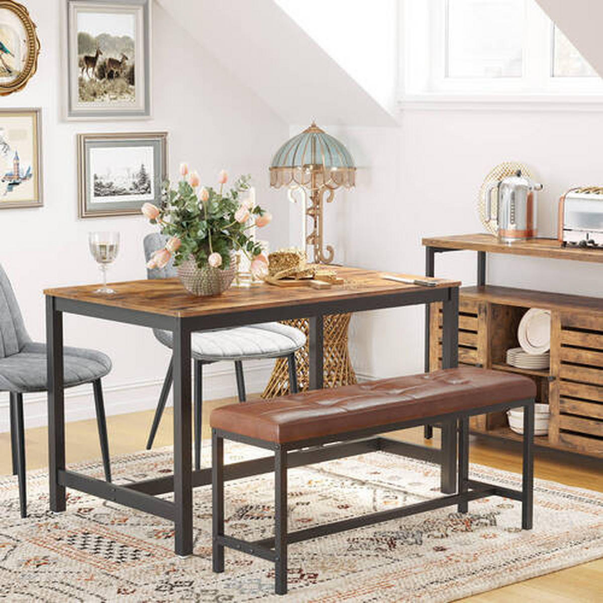 ESSTISCH Braun, Schwarz rechteckig  in verschiedenen Größen erhältlich, Variantenauswahl  - Schwarz/Braun, Natur, Holzwerkstoff/Metall (120/75/75cm) - Boxxx