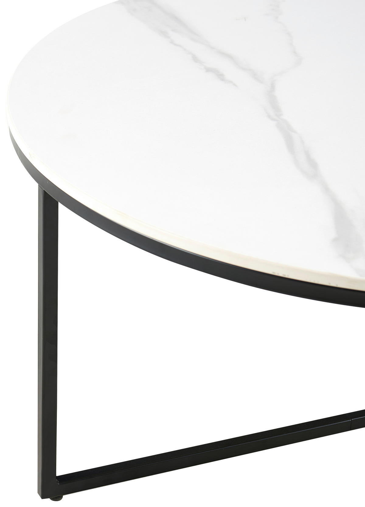 COUCHTISCH in Metall, Keramik 80/80/37 cm  - Weiss/Schwarz, Design, Keramik/Metall (80/80/37cm) - Livetastic