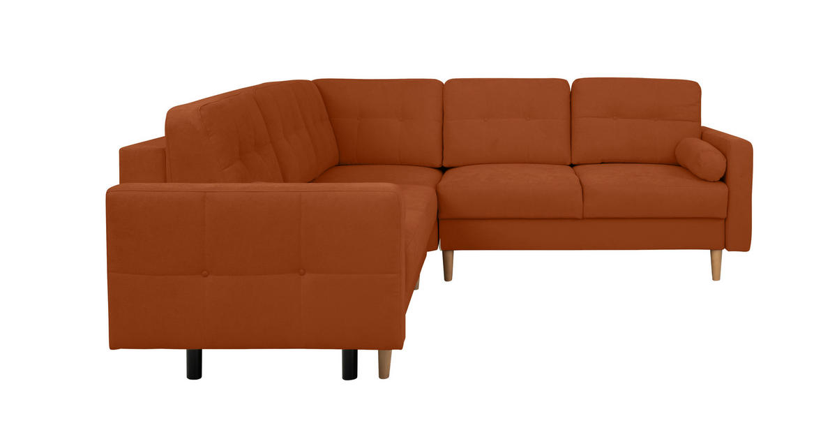 ECKSOFA Noret Terracotta  - Buchefarben/Terracotta, Design, Holz/Textil (242/242cm) - MID.YOU